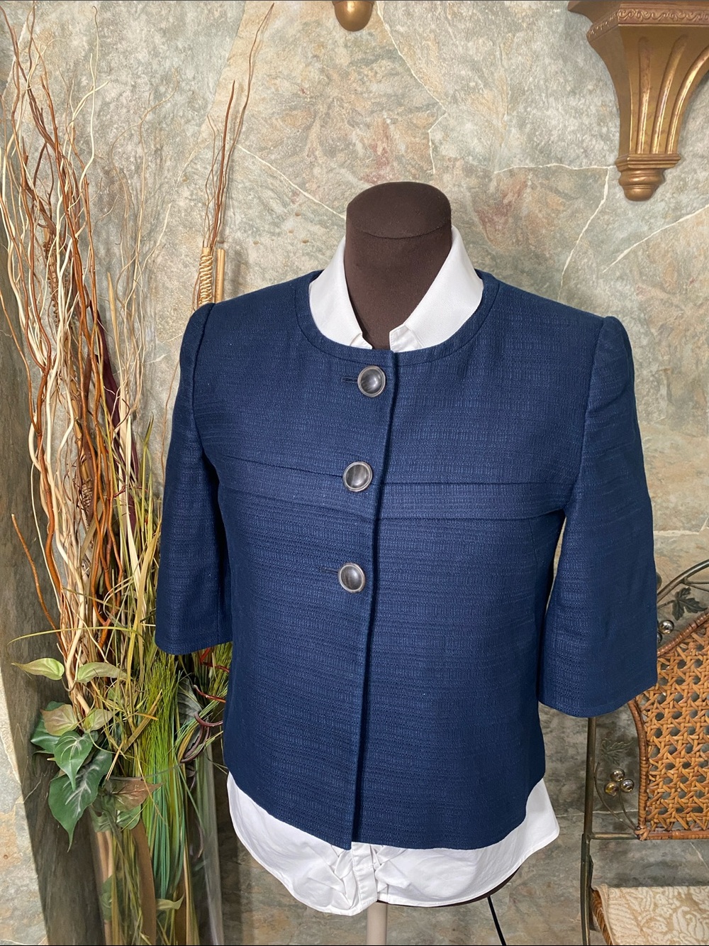 J.Crew dark navy blue suit jacket coat blazer classic all occasion size 6